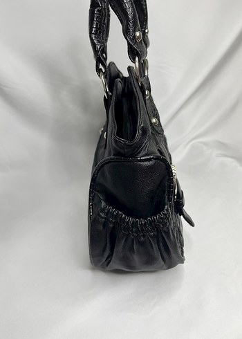 Klasik Siyah Deri Gotik Kadın Çanta - Görsel 7