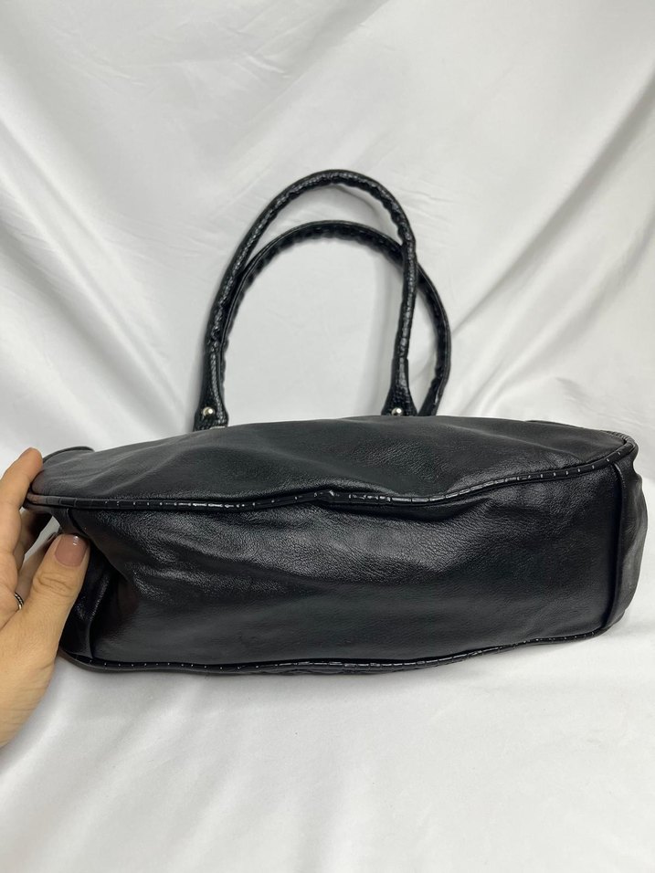 Klasik Siyah Deri Gotik Kadın Çanta - Görsel 5