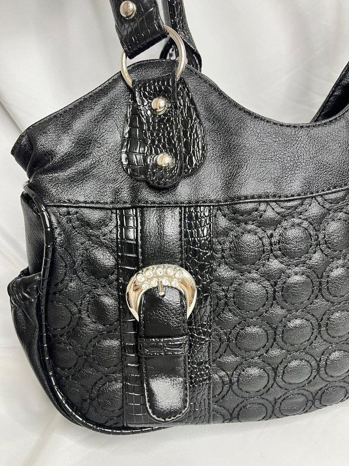 Klasik Siyah Deri Gotik Kadın Çanta - Görsel 3