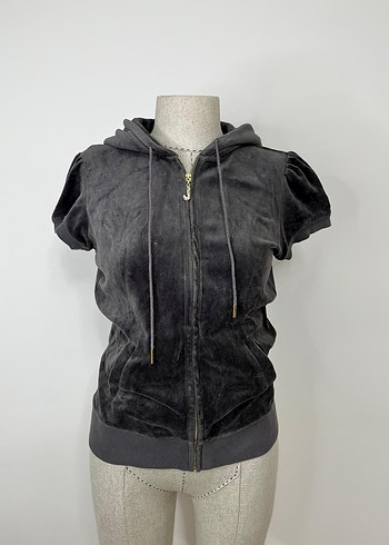 Kısa Kollu Gri Süet Fermuarlı Ceket - Görsel 5