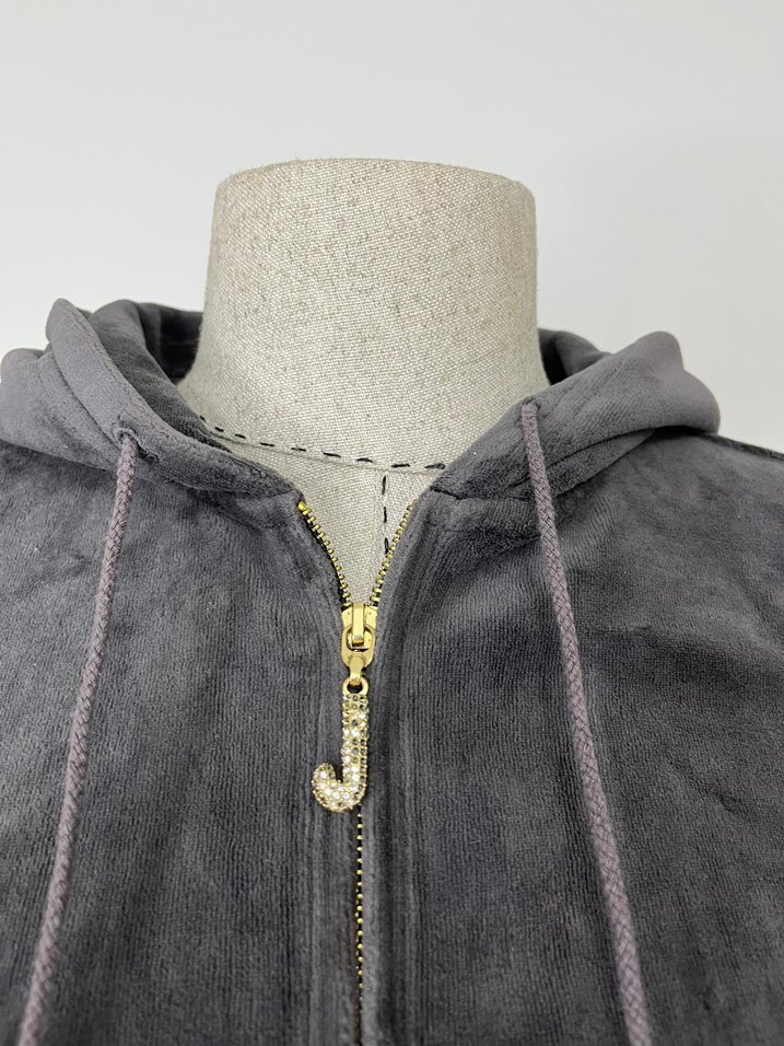 Kısa Kollu Gri Süet Fermuarlı Ceket - Görsel 4