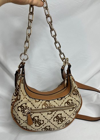 Bej Zincir Detaylı Yılan Desenli Kadın Çanta - Görsel 7