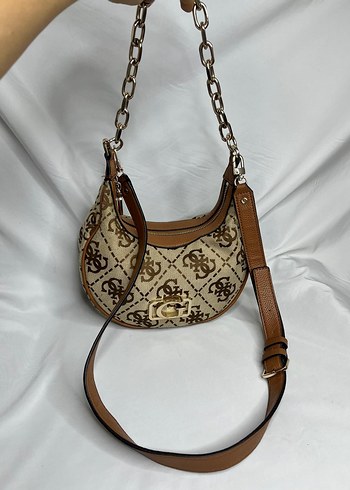 Bej Zincir Detaylı Yılan Desenli Kadın Çanta - Görsel 2