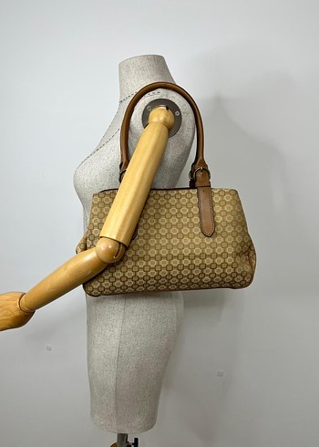 Klasik Desenli Bej Deri Kadın Çanta - Görsel 12