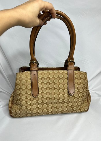 Klasik Desenli Bej Deri Kadın Çanta - Görsel 4