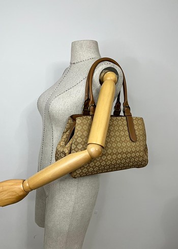 Klasik Desenli Bej Deri Kadın Çanta - Görsel 11