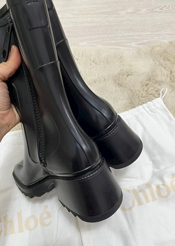 Chloe Siyah Rugan Topuklu Diz Boyu Bot - Görsel 3