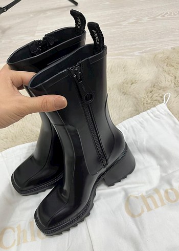 Chloe Siyah Rugan Topuklu Diz Boyu Bot - Görsel 6