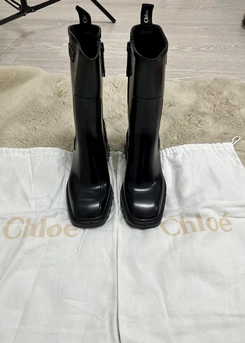 Chloe Siyah Rugan Topuklu Diz Boyu Bot - Görsel 2