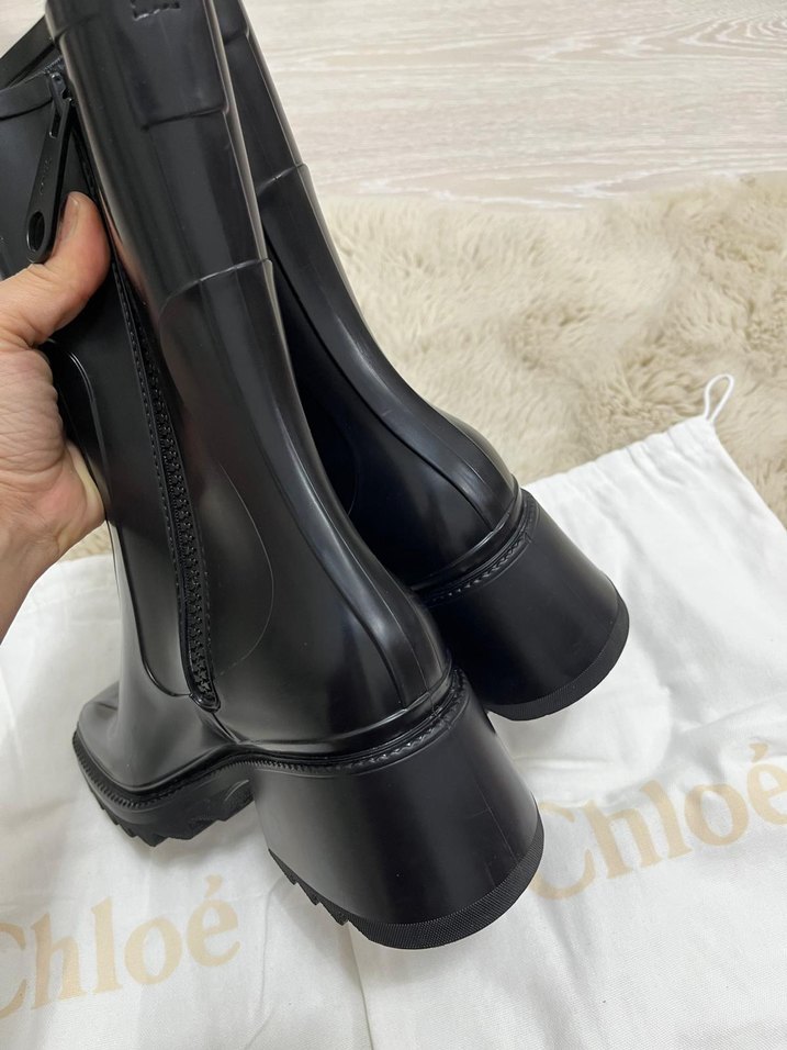 Chloe Siyah Rugan Topuklu Diz Boyu Bot - Görsel 3