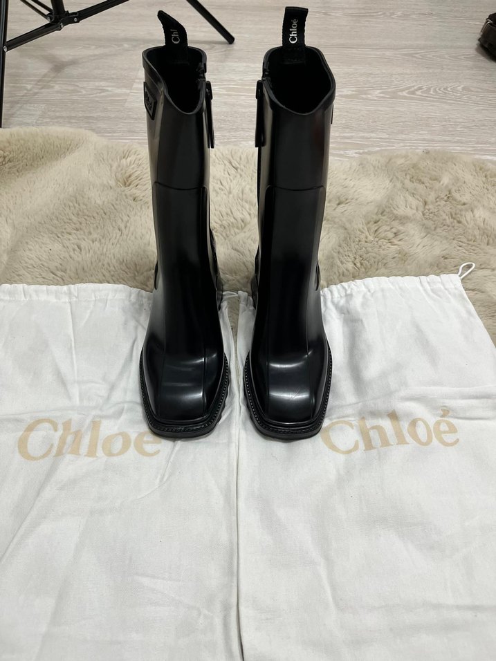 Chloe Siyah Rugan Topuklu Diz Boyu Bot - Görsel 2