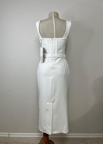 Dantel Detaylı Beyaz Uzun Abiye Elbise - Görsel 9