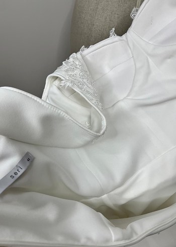 Dantel Detaylı Beyaz Uzun Abiye Elbise - Görsel 7