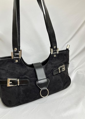 American Vintage Siyah Süet Tokalı Kadın Çanta