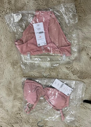 m Beden pembe Renk Pembe Strappy Kadın Bikini Takımı