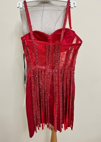 Kırmızı İşlemeli kına gecesi elbisesi - Görsel 11