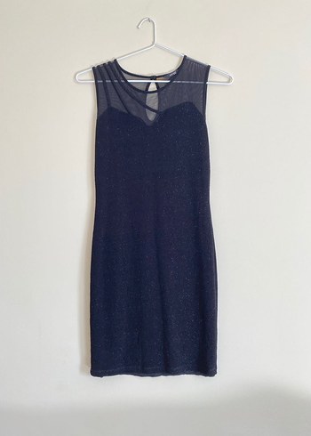 Öpücük Yaka Parlak Sim İpli Kadın Kısa Elbise - Görsel 2