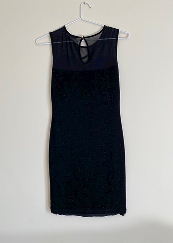 Öpücük Yaka Parlak Sim İpli Kadın Kısa Elbise - Görsel 3