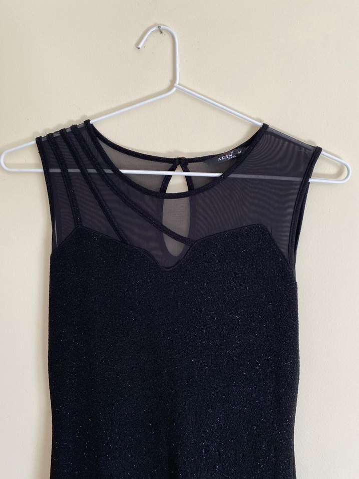 Öpücük Yaka Parlak Sim İpli Kadın Kısa Elbise - Görsel 4