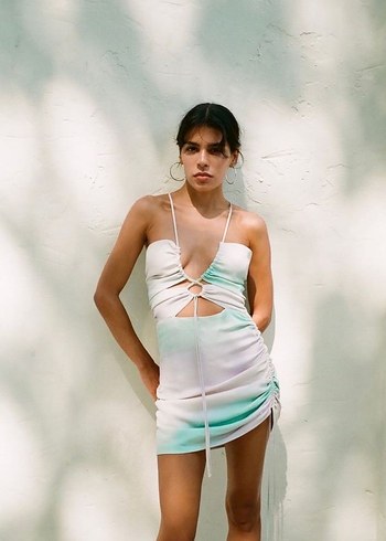 Zara Askılı Büzgülü Kadın Mini Elbise - Görsel 3