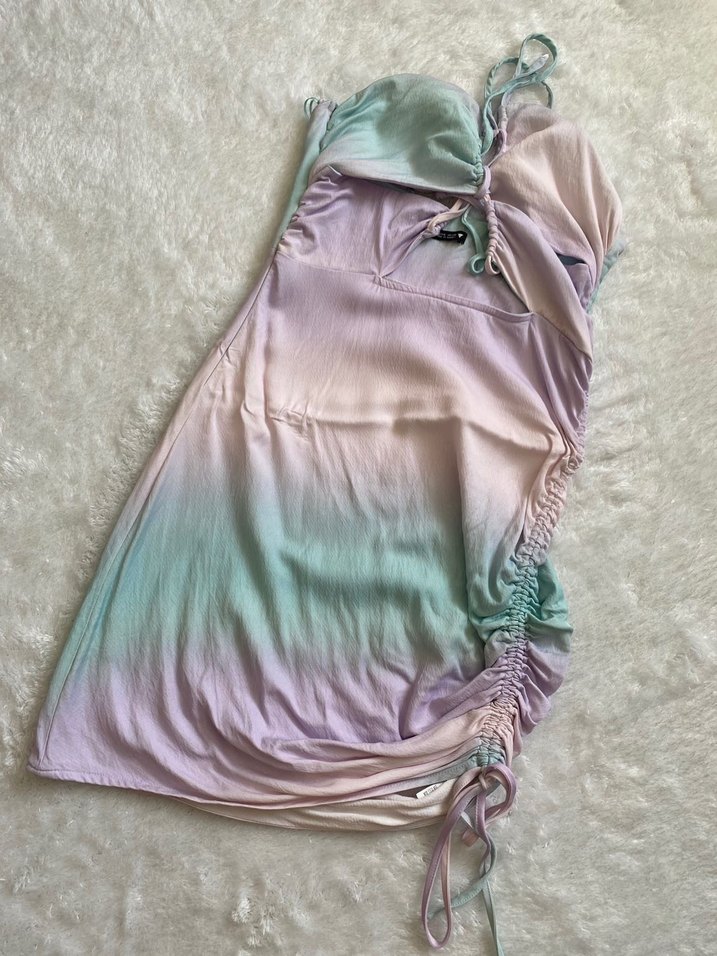 Zara Askılı Büzgülü Kadın Mini Elbise - Görsel 5