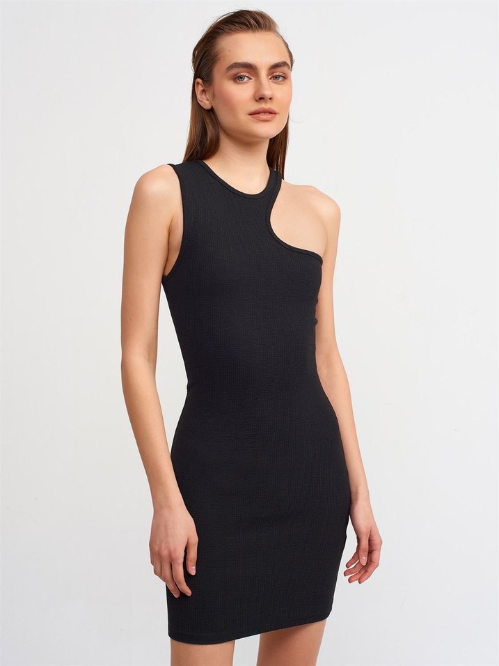 Dilvin Omuz Dekolteli Dokulu Mini Elbise - Görsel 2