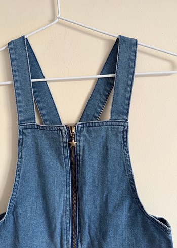 Defacto Fermuarlı Mini Denim Salopet - Görsel 4