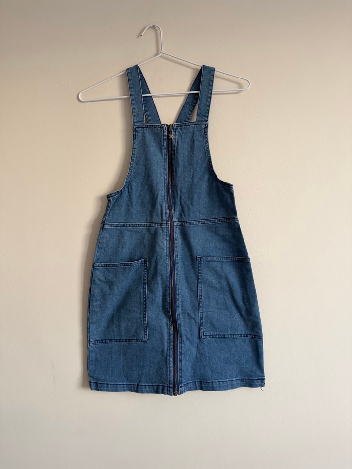 Defacto Fermuarlı Mini Denim Salopet - Görsel 2