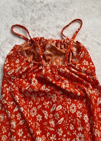 Askılı Çiçekli Büzgülü Kadın Mini Elbise - Görsel 7