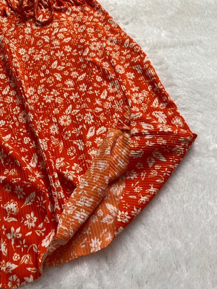 Askılı Çiçekli Büzgülü Kadın Mini Elbise - Görsel 5