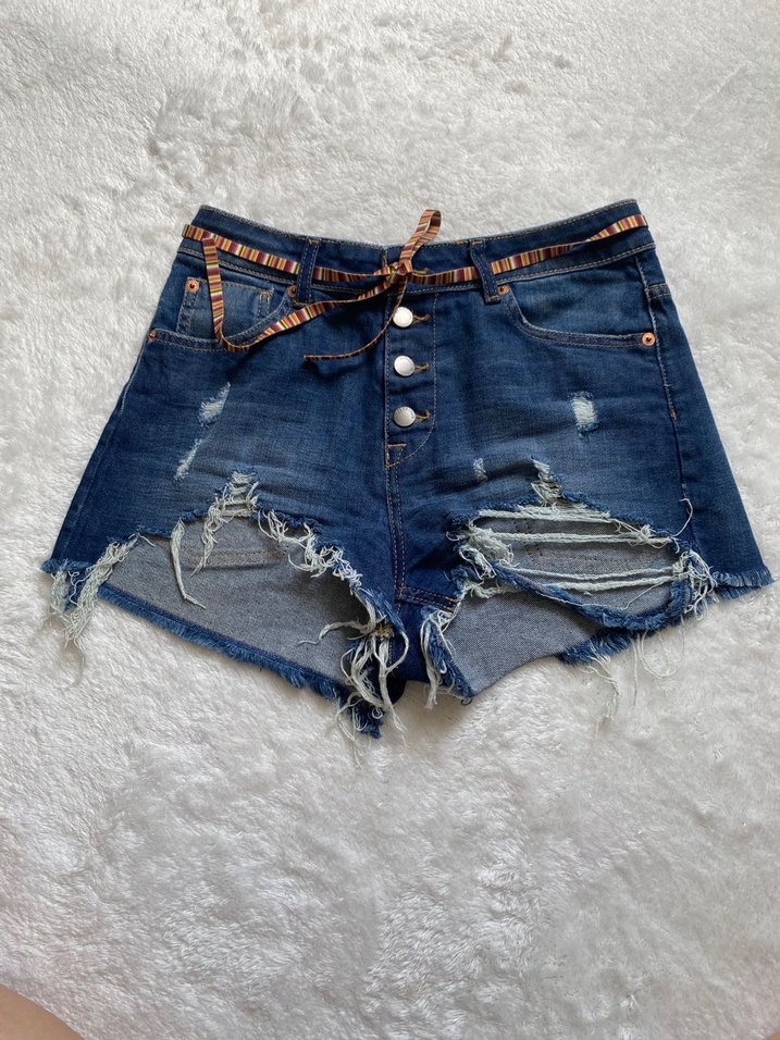 Benetton Düğmeli Kadın Denim Şort - Görsel 2