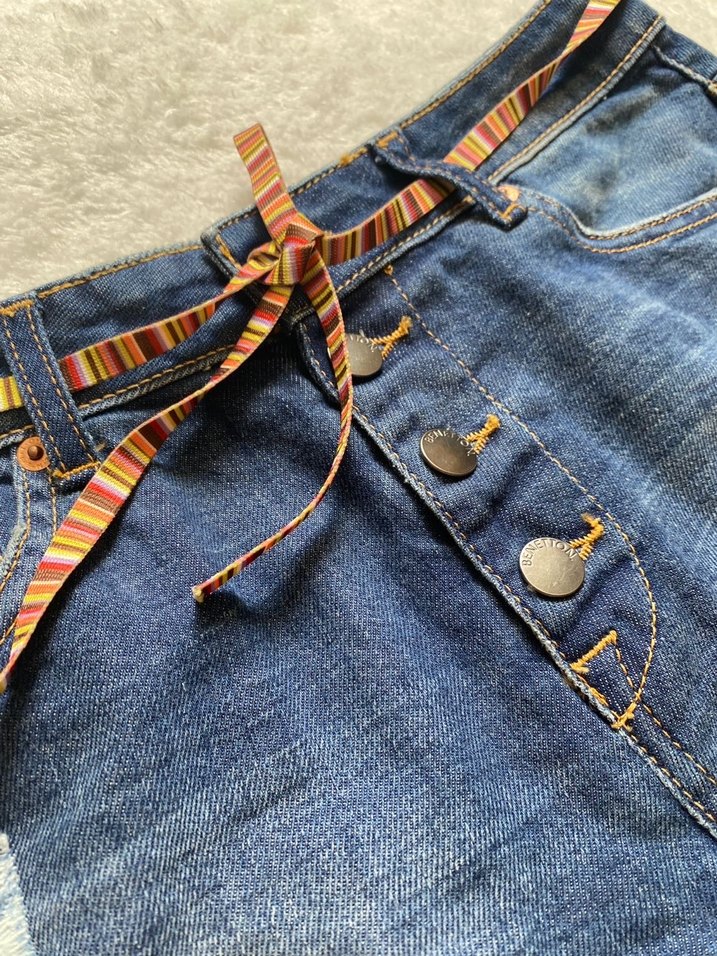 Benetton Düğmeli Kadın Denim Şort - Görsel 3