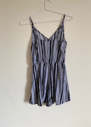 H&M Askılı Çizgi Desen Mini Şort Tulum - Görsel 6