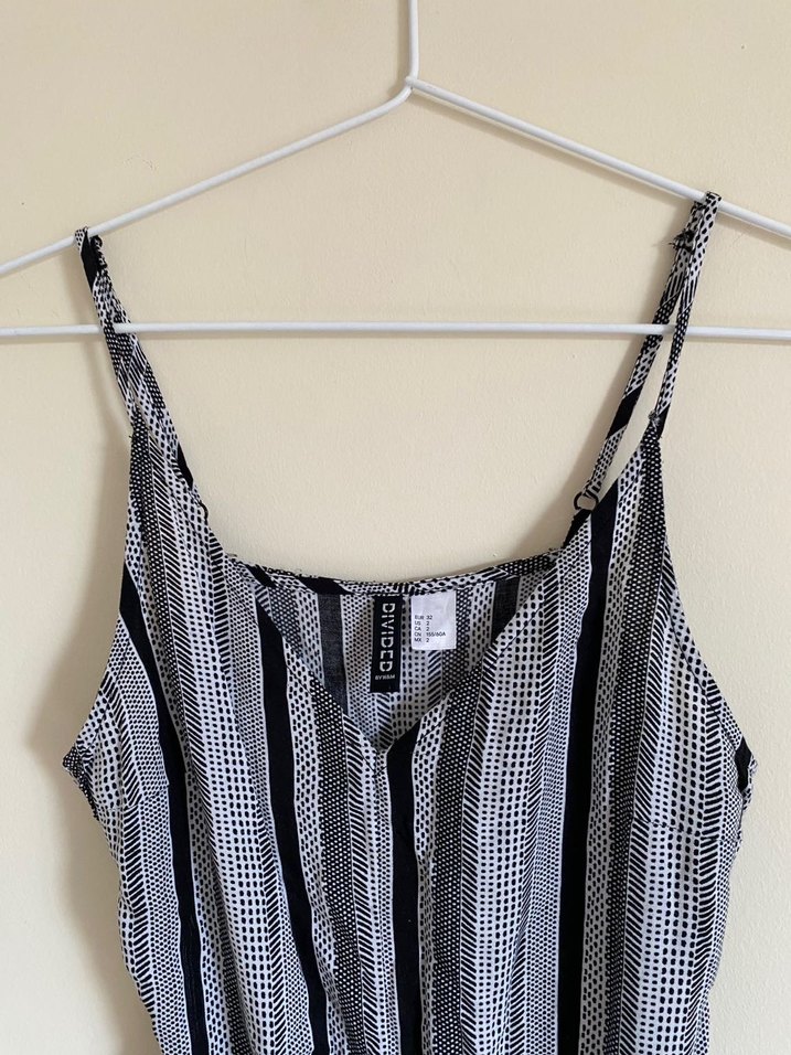 H&M Askılı Çizgi Desen Mini Şort Tulum - Görsel 5