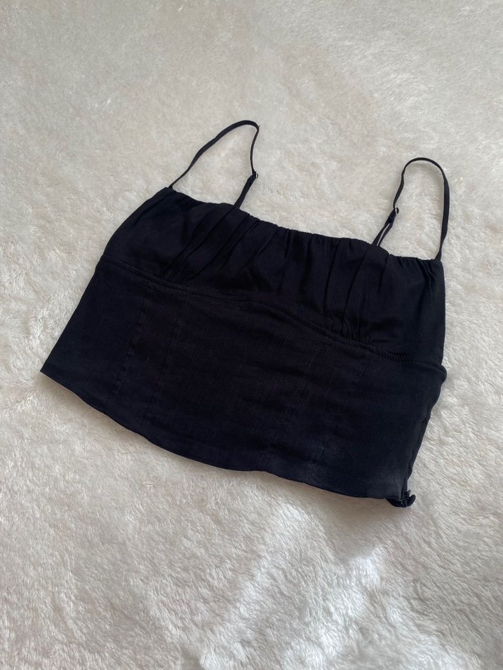 Zara Büzgülü Kadın Crop Büstiyer - Görsel 3