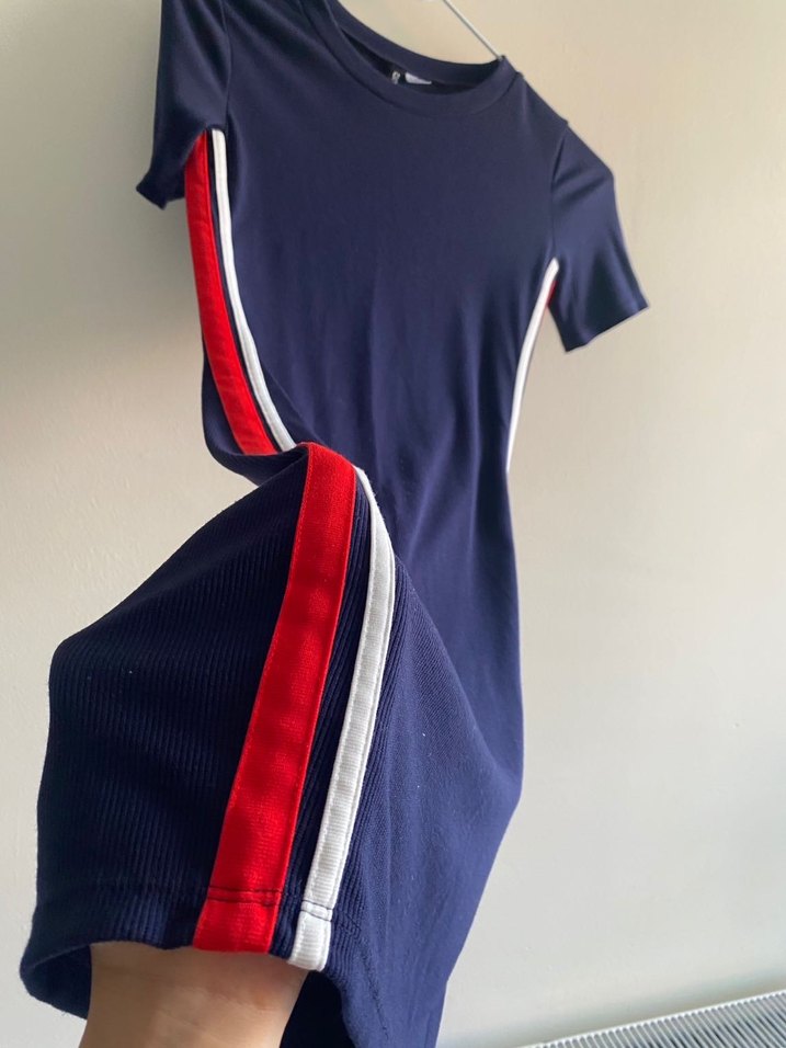 H&M Şeritli Triko Kadın Kısa Elbise - Görsel 4