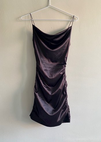 H&M Degaje Parlak Mini Saten Elbise - Görsel 2