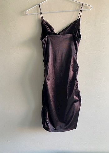 H&M Degaje Parlak Mini Saten Elbise - Görsel 4