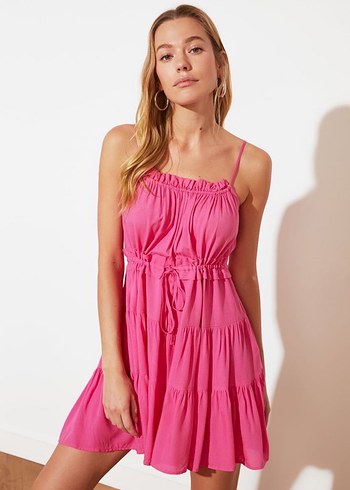 Trendyol Volanlı Büzgülü Mini Elbise - Görsel 2