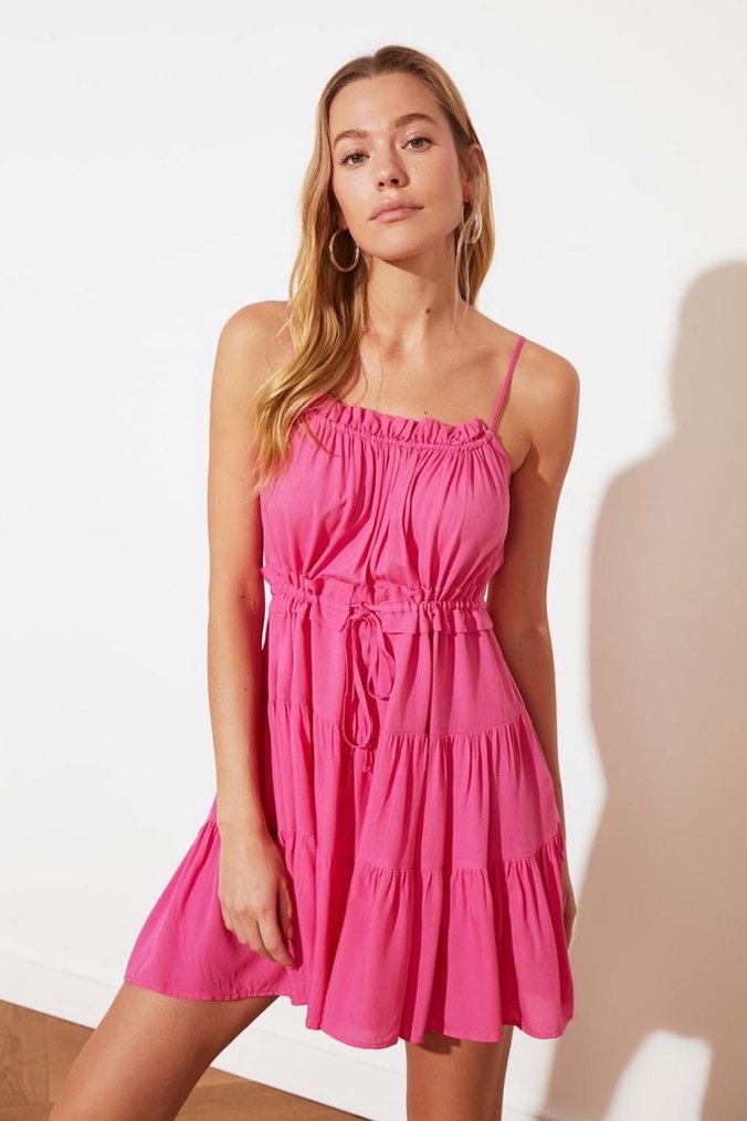 Trendyol Volanlı Büzgülü Mini Elbise - Görsel 2