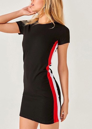 Şeritli Kadın Mini Elbise - Görsel 2
