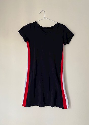 Şeritli Kadın Mini Elbise - Görsel 3