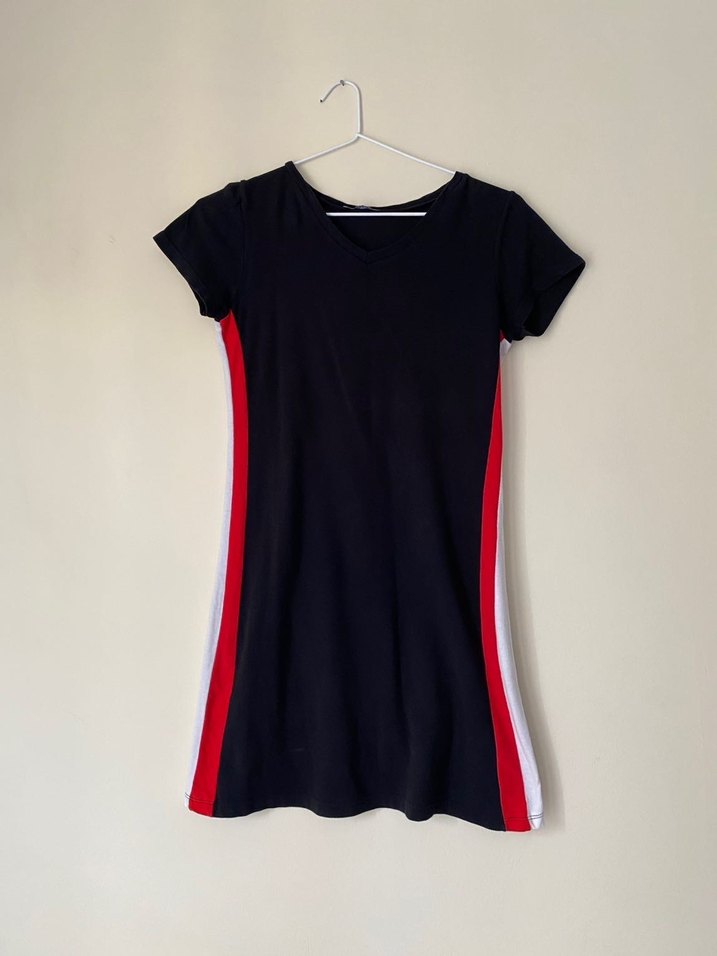 Şeritli Kadın Mini Elbise - Görsel 3