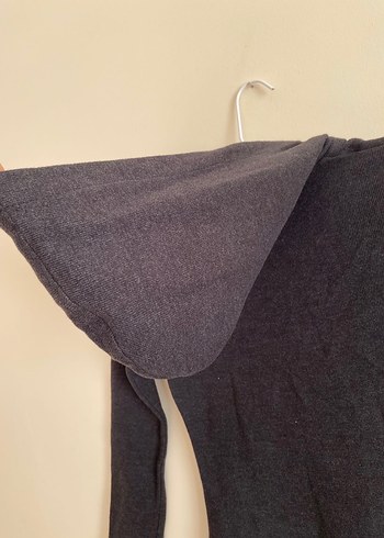 Kapüşonlu Yırtmaçlı Triko Midi Elbise - Görsel 7