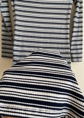 Bateks Çizgili Kadın Midi Elbise - Görsel 4