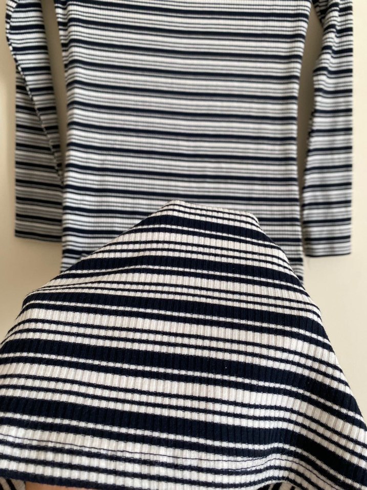 Bateks Çizgili Kadın Midi Elbise - Görsel 4