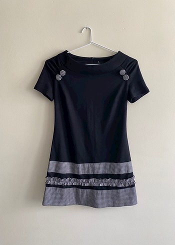 Fırfır Detaylı Ekoseli Kadın Mini Elbise - Görsel 2