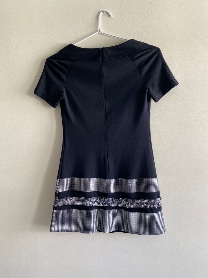 Fırfır Detaylı Ekoseli Kadın Mini Elbise - Görsel 3