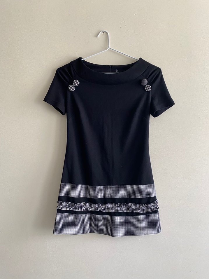 Fırfır Detaylı Ekoseli Kadın Mini Elbise - Görsel 2