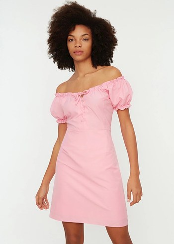 Tr Carmen Yaka Fit Mini Elbise - Görsel 2